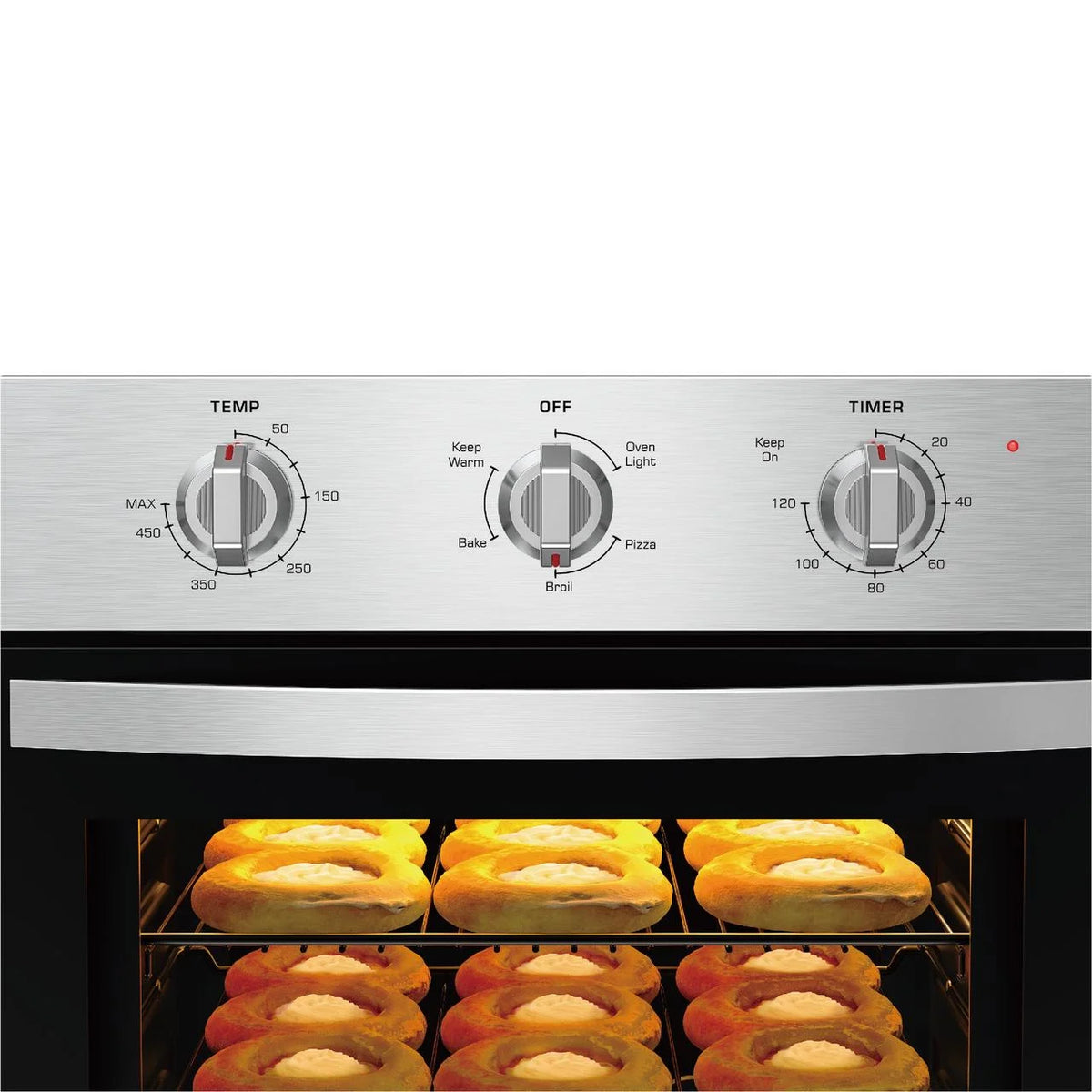 Empava 24 inch Electric Single Wall Oven, Stainless Steel Built-in Wall Oven, Mechanical Knobs Control, 24WOE40L