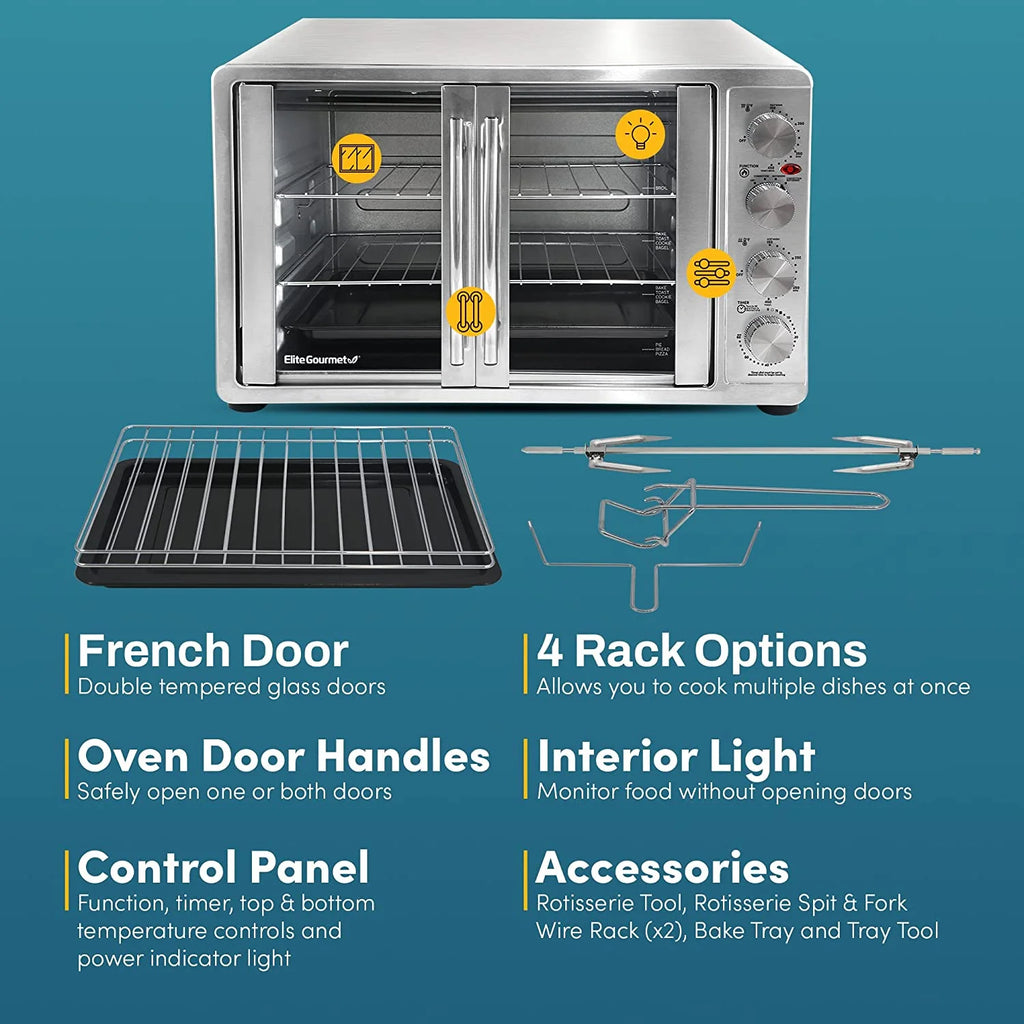 Elite Gourmet Americana by Elite ETO3300M Vintage 50��s Diner Retro Countertop Toaster oven, Bake, Broil, Toast, Fits 12�� Pizza, Temperature Control & Adjustable 60-Minute Timer 1500W, 8-slice, Mint