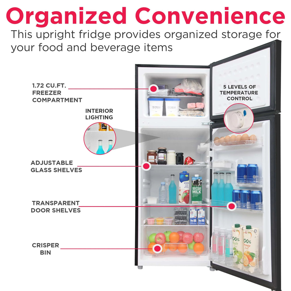 Frigidaire 7.5 Cu. Ft. Top Mount Refrigerator, Black
