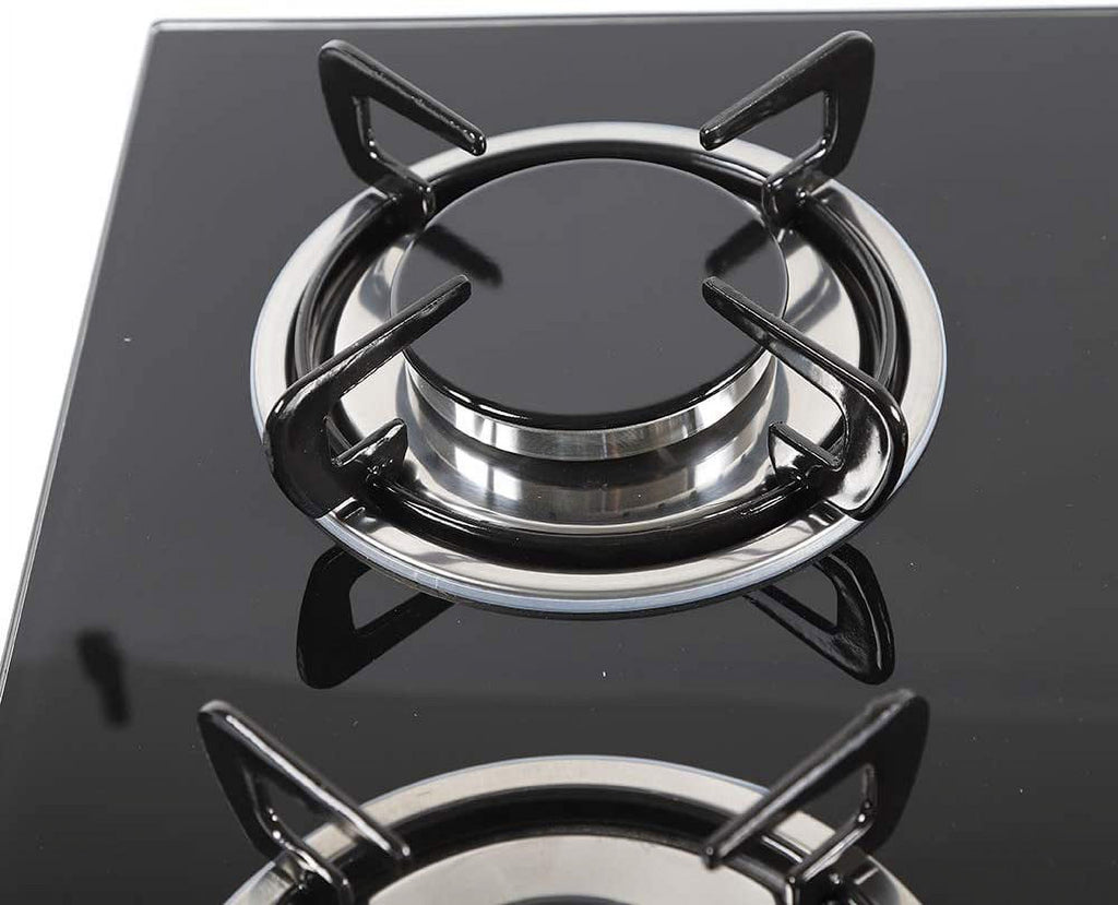 Miumaeov Gas Cooktop 30" Tempered Glass Gas Hob LPG/NG Cooktops Cooker Cooktop High Power Burners Kitchen Cooktop Black