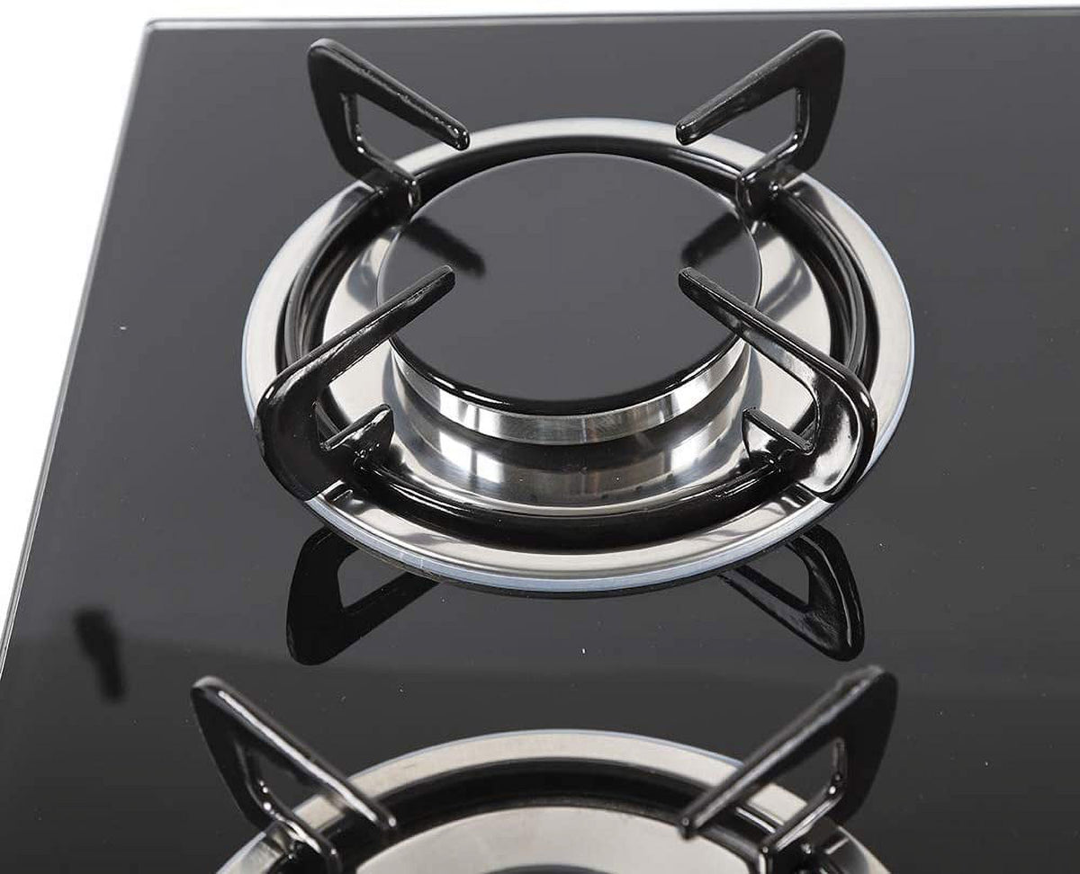 Miumaeov Gas Cooktop 30" Tempered Glass Gas Hob LPG/NG Cooktops Cooker Cooktop High Power Burners Kitchen Cooktop Black