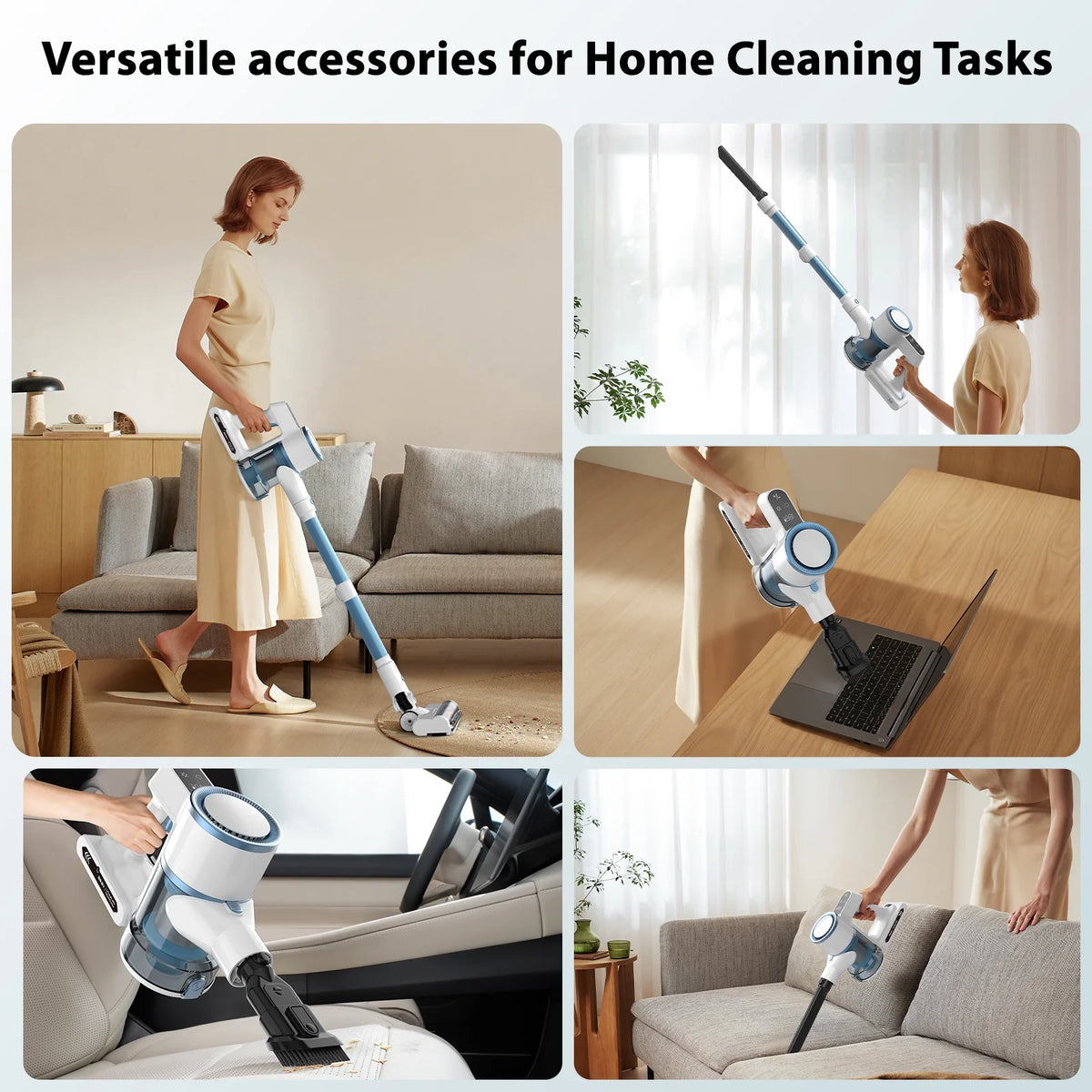 Lazyswan Cordless Vacuum, 250W 23KPa Stick Vacuums for Pet Hair/Carpet, 45 Min Runtime, LED Touch Screen, 1.2L Dust Cup, Lightweight