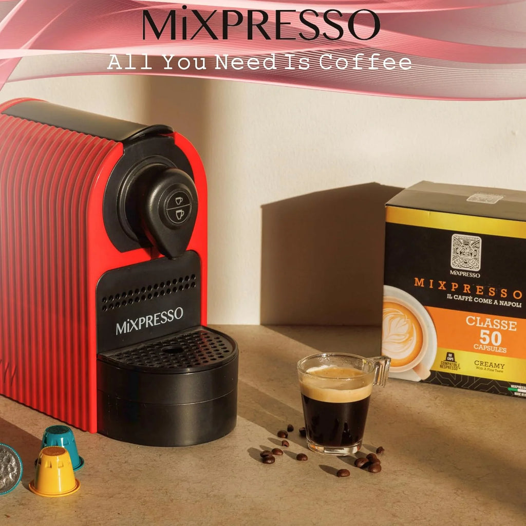 Mixpresso Espresso Machine for Nespresso Compatible Capsule, Single Serve Coffee Maker Programmable for Espresso Pods, Premium Italian 19 Bar High Pressure Pump 27oz 1400w Black Coffee Maker