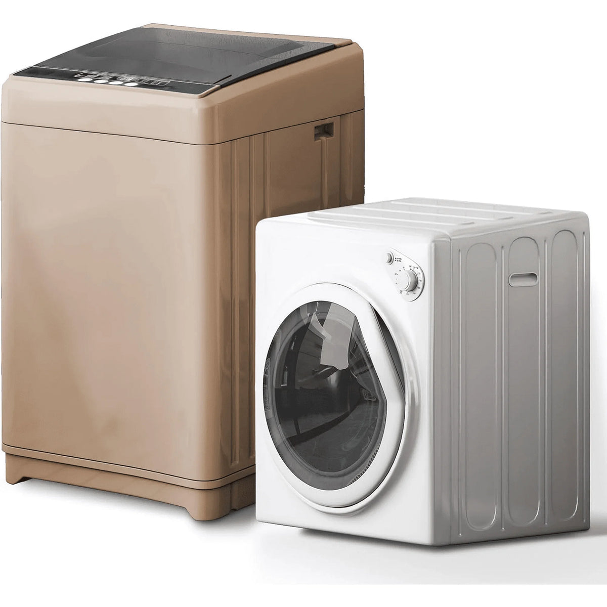 TABU Portable Washer and Dryer Set, 17.6LBS Compact Washing Machine & 13LBS Compact Dryer (Brown&White)