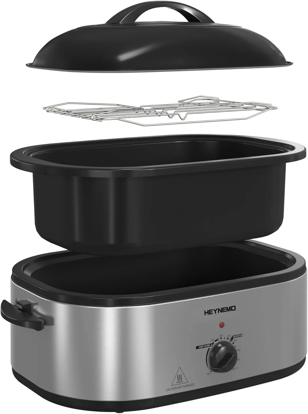 18 Quart Electric Roaster Oven, Turkey Roaster Electric, Roaster Oven Buffet, Selfbasting Lid, Removable Pan, Full-Range Temperature Control Cool-Touch Handles, White Body, Black Lid