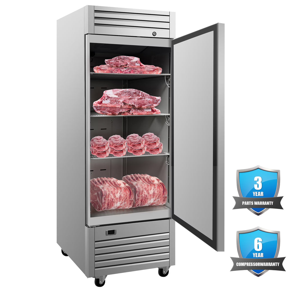 NSF Single Door Commercial Reach In Stainless Steel Freezer 18 Cu.Ft. 28in. Width Freezer