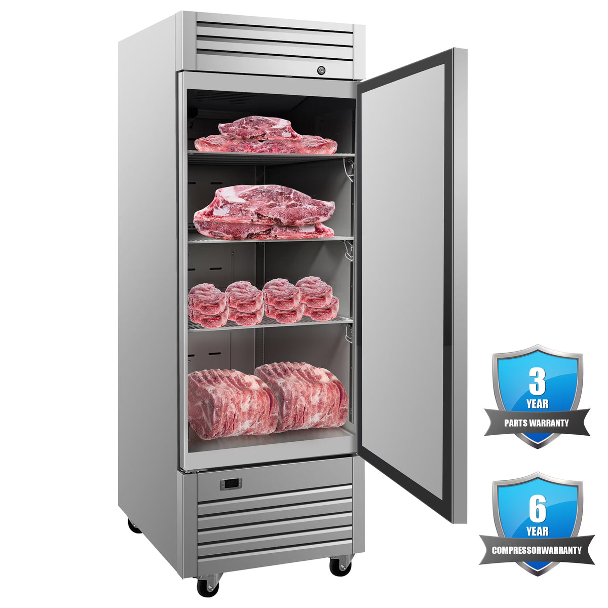 NSF Single Door Commercial Reach In Stainless Steel Freezer 18 Cu.Ft. 28in. Width Freezer