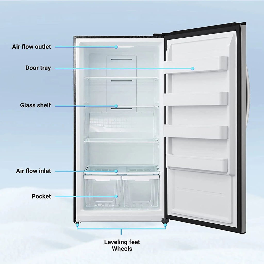 Smad 17 Cu ft Upright Single Door Conversion Freezer/Refrigerator, Frost Free, Freestanding, Stainless steel