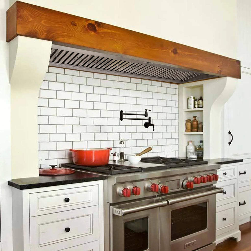Akicon 48 Inch Range Hood Insert, Stainless Steel 8" Ducted Insert/Built-in Kitchen Vent Hood with 1200 CFM Suction, Dimmable LED Lights and Dishwasher Safe Filters, 4 Speed-Cool White
