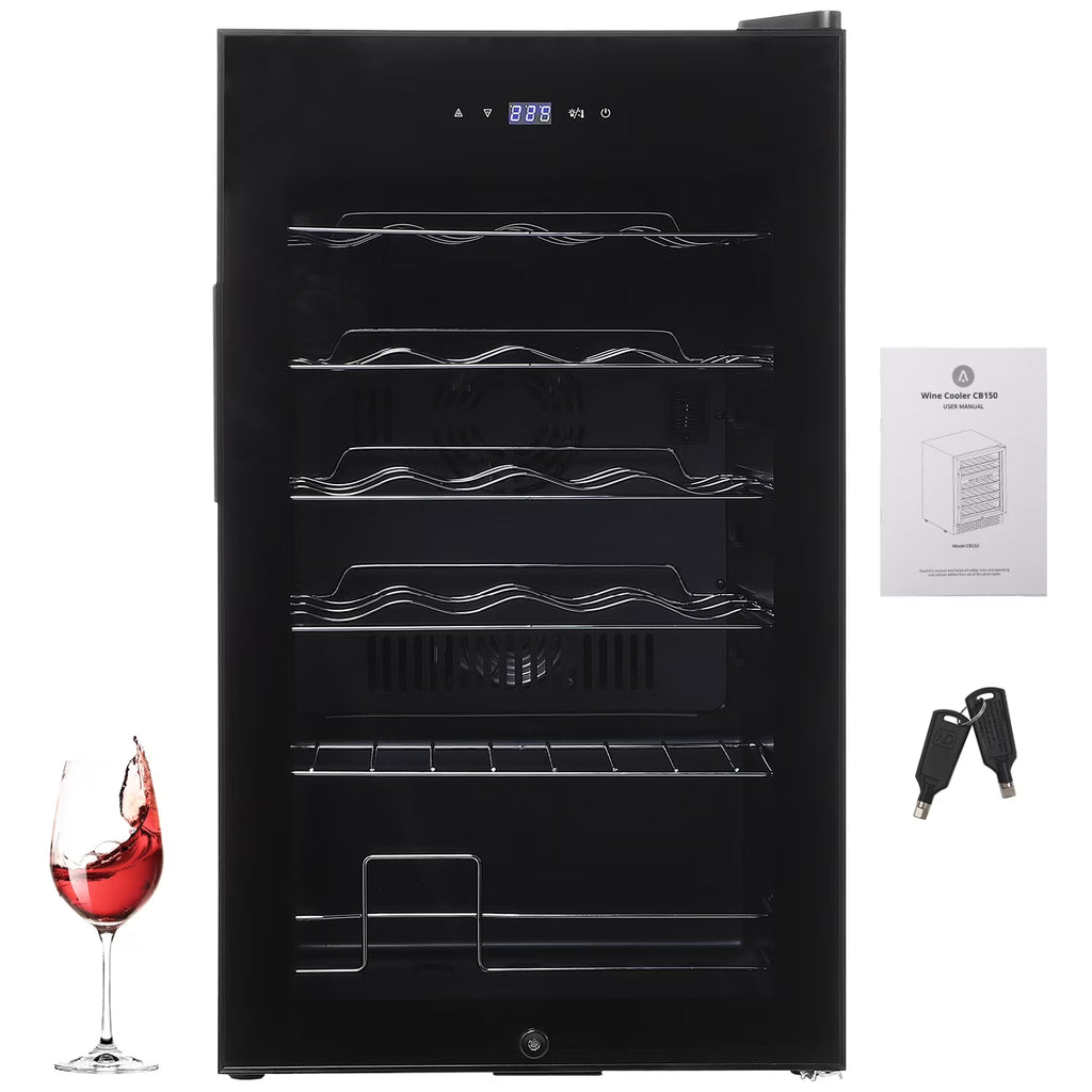 Garvee 24 Bottle Freestanding Wine Cooler Refrigerator with Glass Door for Bar, Party, Winery, Black