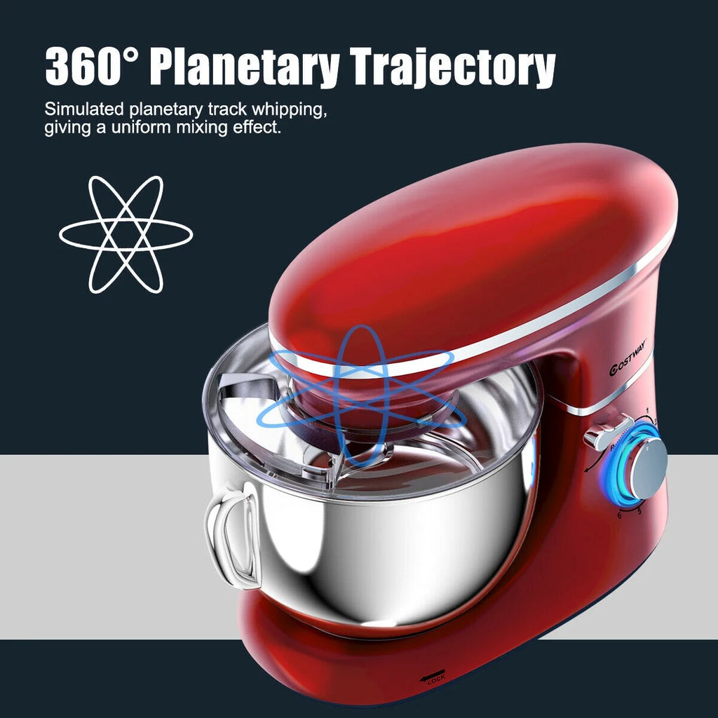 Costway 6.3 QT Tilt-Head Food Stand Mixer 6 Speed 660W wIth Dough Hook, Whisk & Beater Black
