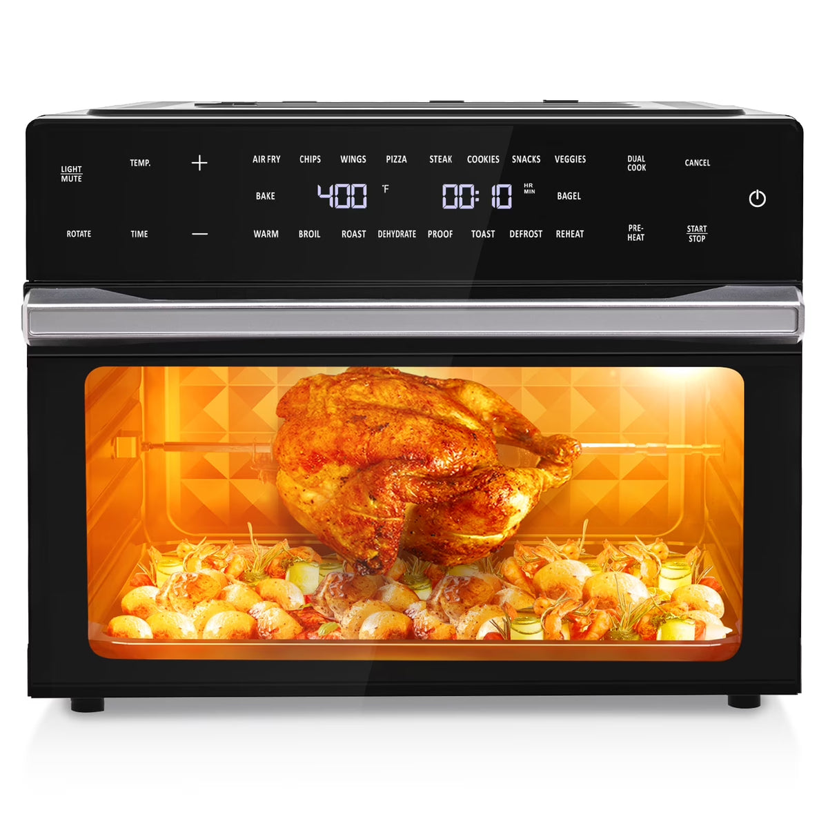 Aeitto 32-Qt Air Fryer Toaster Oven, 19-in-1 Convection Countertop Oven with Rotisserie & Dehydrator, 6 Accessories
