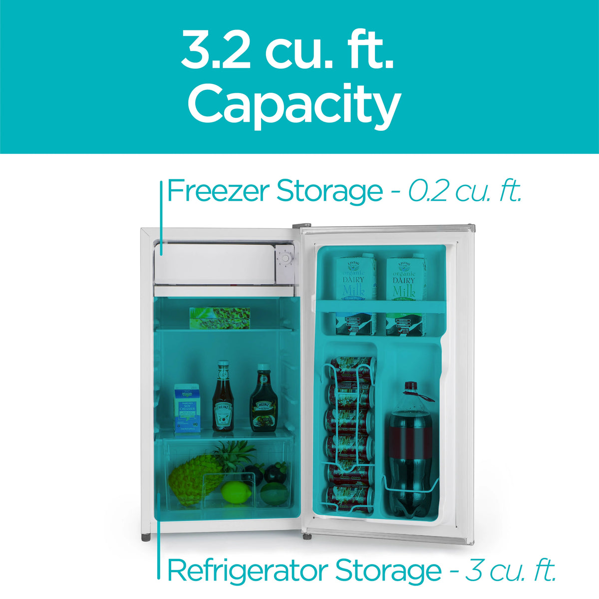 BLACK+DECKER BCRK32B Compact Refrigerator & Mini Fridge with Freezer, 3.2 cu. ft., Black