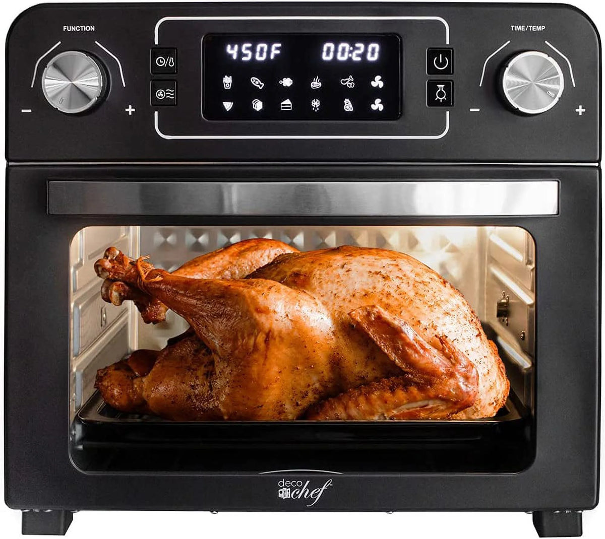 Restored Deco Chef TQAIRGUN 24QT Stainless Steel Countertop Toaster Air Fryer Oven with Accessories Black (Refurbished)