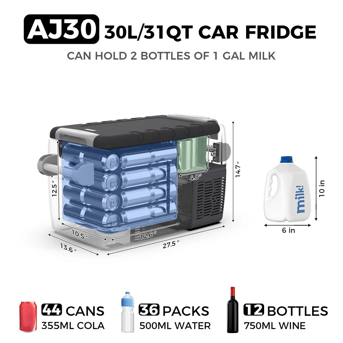 Setpower AJ30 Portable Refrigerator with Cover Car Refrigerator for Camping RV