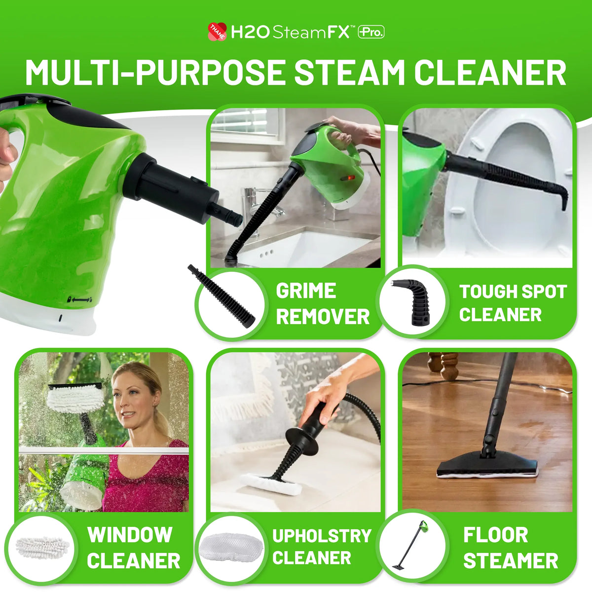 H2O STEAMFX PRO Outdoor Handheld Steam Cleaner, 2-in-1 Handheld & Floor Steam Cleaner