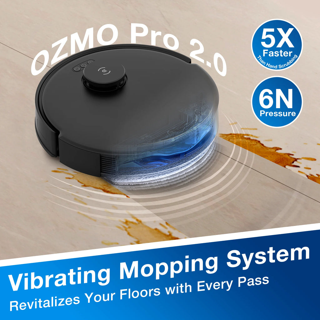 ECOVACS DEEBOT N20 PRO Robot Vacuum Cleaner and Mop,8000Pa Strong Suction, ZeroTangle Brush, Vibrating Mopping System, 300 Minutes Runtime