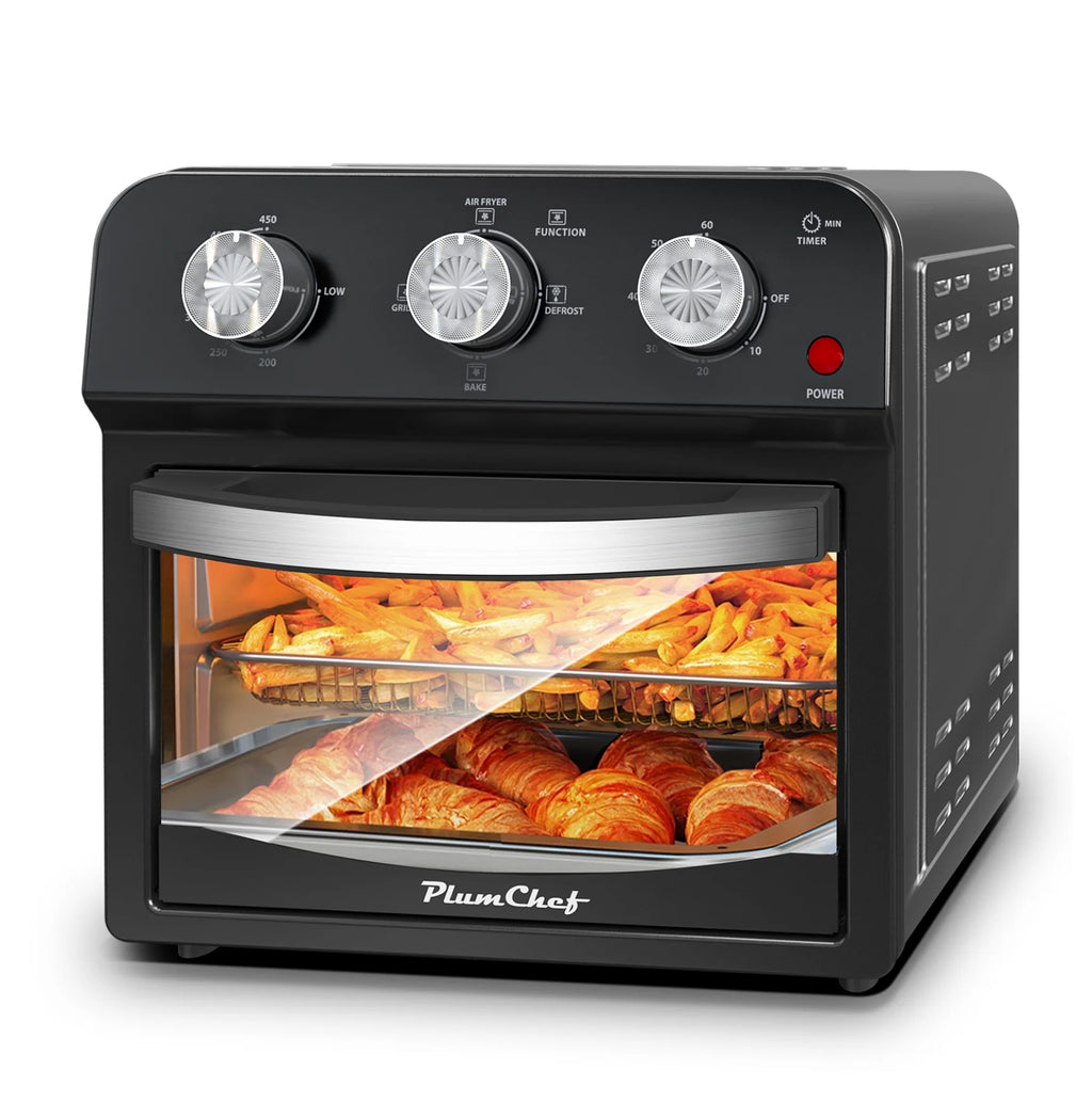 12.5 Quart Air Fryer Convection Toaster Oven, 1500W, 4 Cooking Modes, 7-in-1 Multifunction with Roast, Bake, Grill, Broil, Toast, Dehydrate, Defrost, Stainless Steel, Black