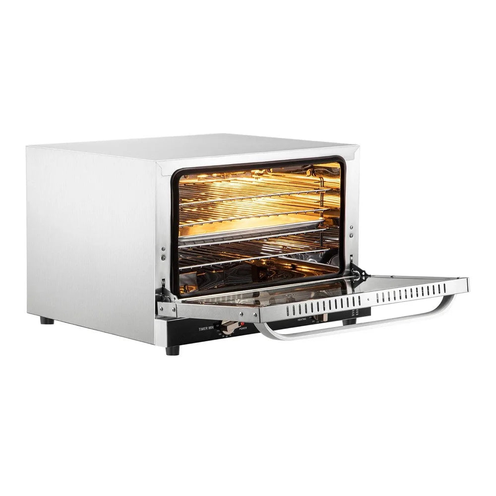 Choco Moon ETL 1600W Compact Convection Oven 47L/43Qt Countertop Half-Size 4-Tier Toaster Glass Door Electric Baking Trays Racks Gloves Inc 120V Commercial Use