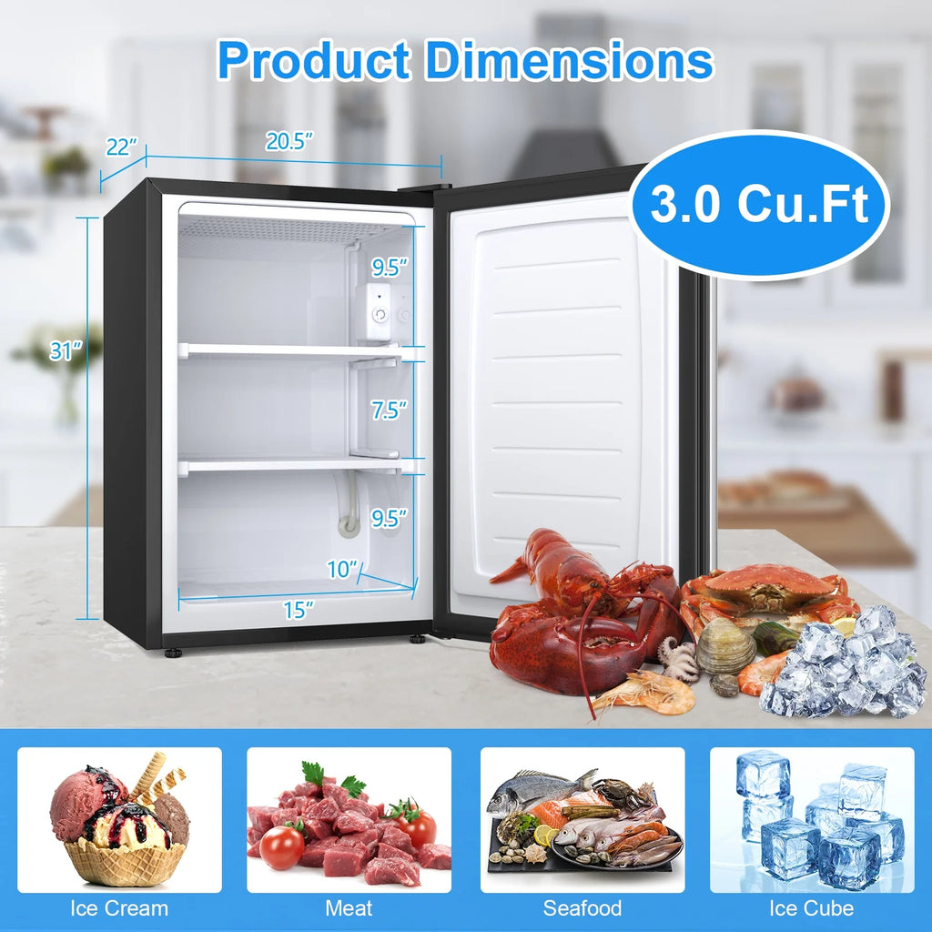 Giantex Compact Upright Freezer, Mechanical Control Freezer w/7 Grade Adjustable Thermostat