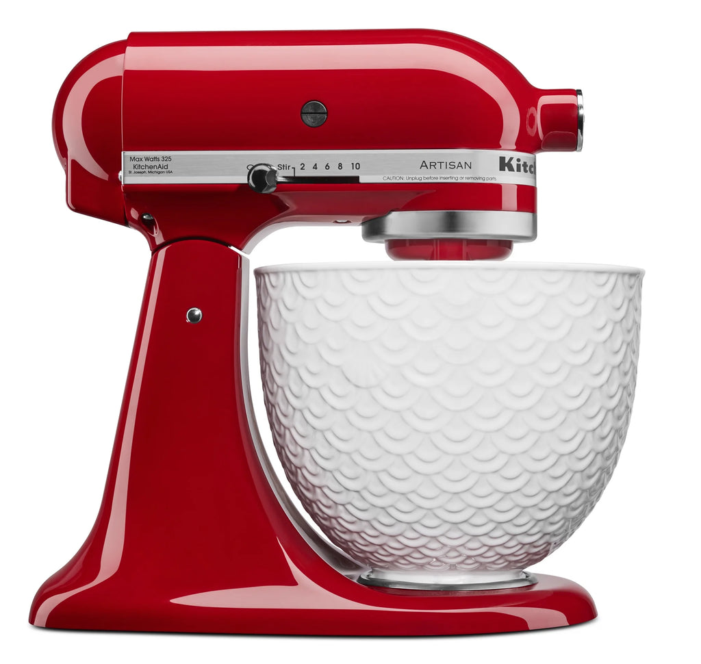 KitchenAid 5-Quart Mermaid Lace Ceramic Bowl, White, KSM2CB5TWM