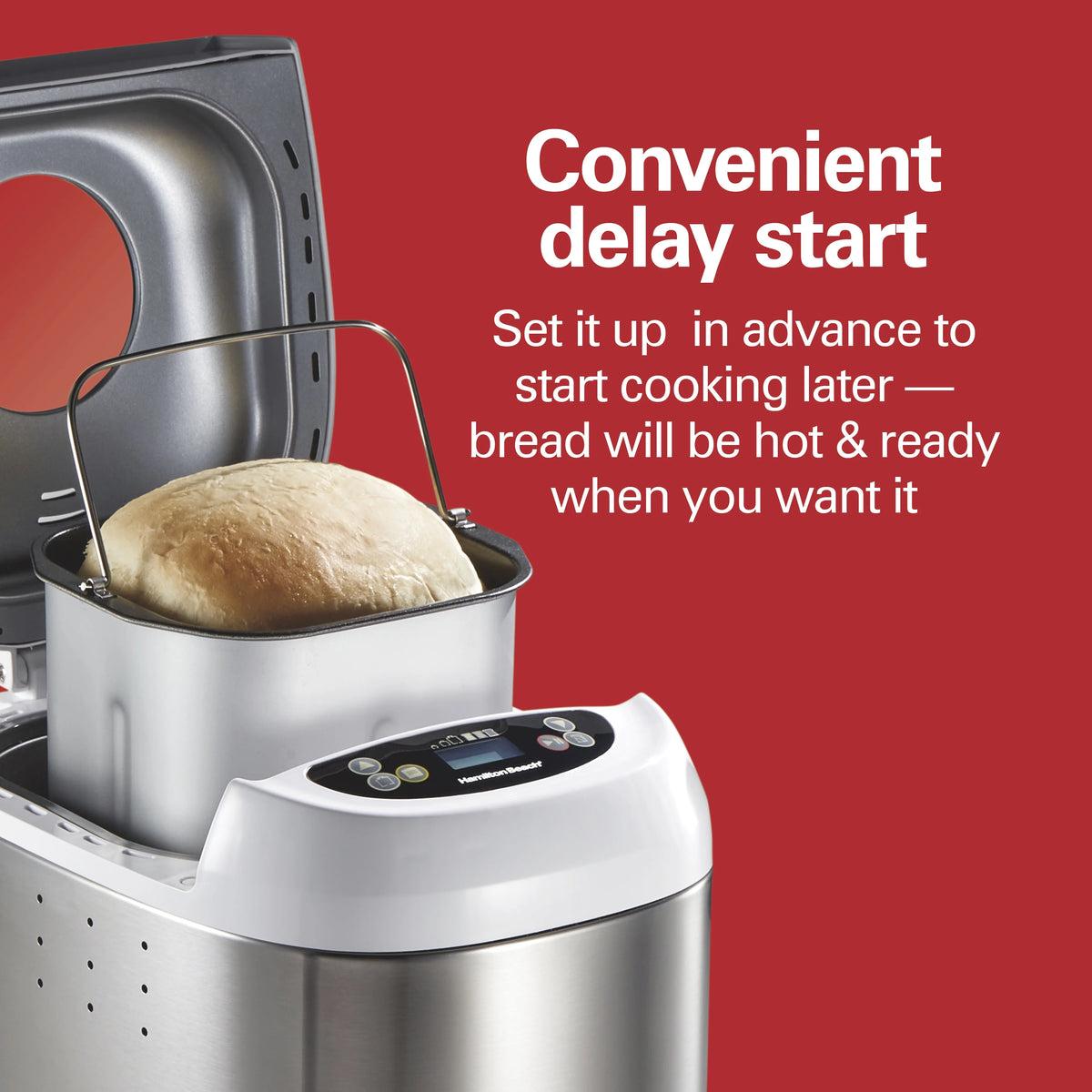 Hamilton Beach 2 lb Bread Maker Machine, Artisan Dough Bread Maker with 14 Settings, Black & Stainless Steel