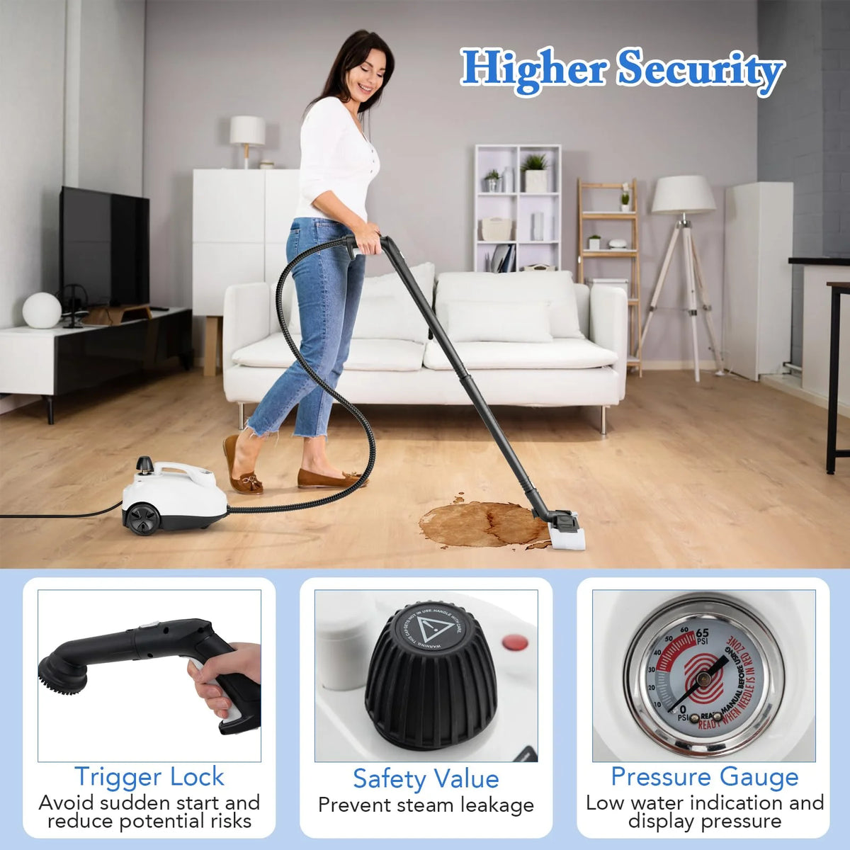 Multipurpose Steam Cleaner 1800W Portable Household Steamer with 61 oz Tank