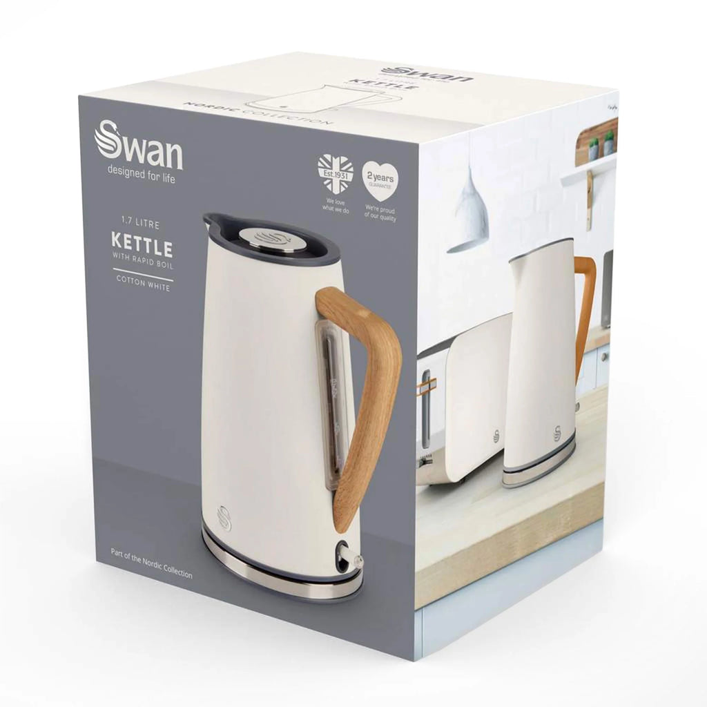 Swan SK14610WHTN Nordic Style Cordless Kettle 1.7L - Cotton White