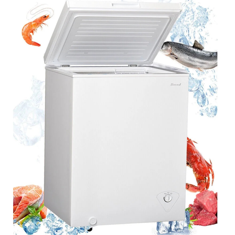 SMAD 5 Cu ft Chest Freezer Removable Baskets Free-Standing Top Open Door Deep Freezer, White