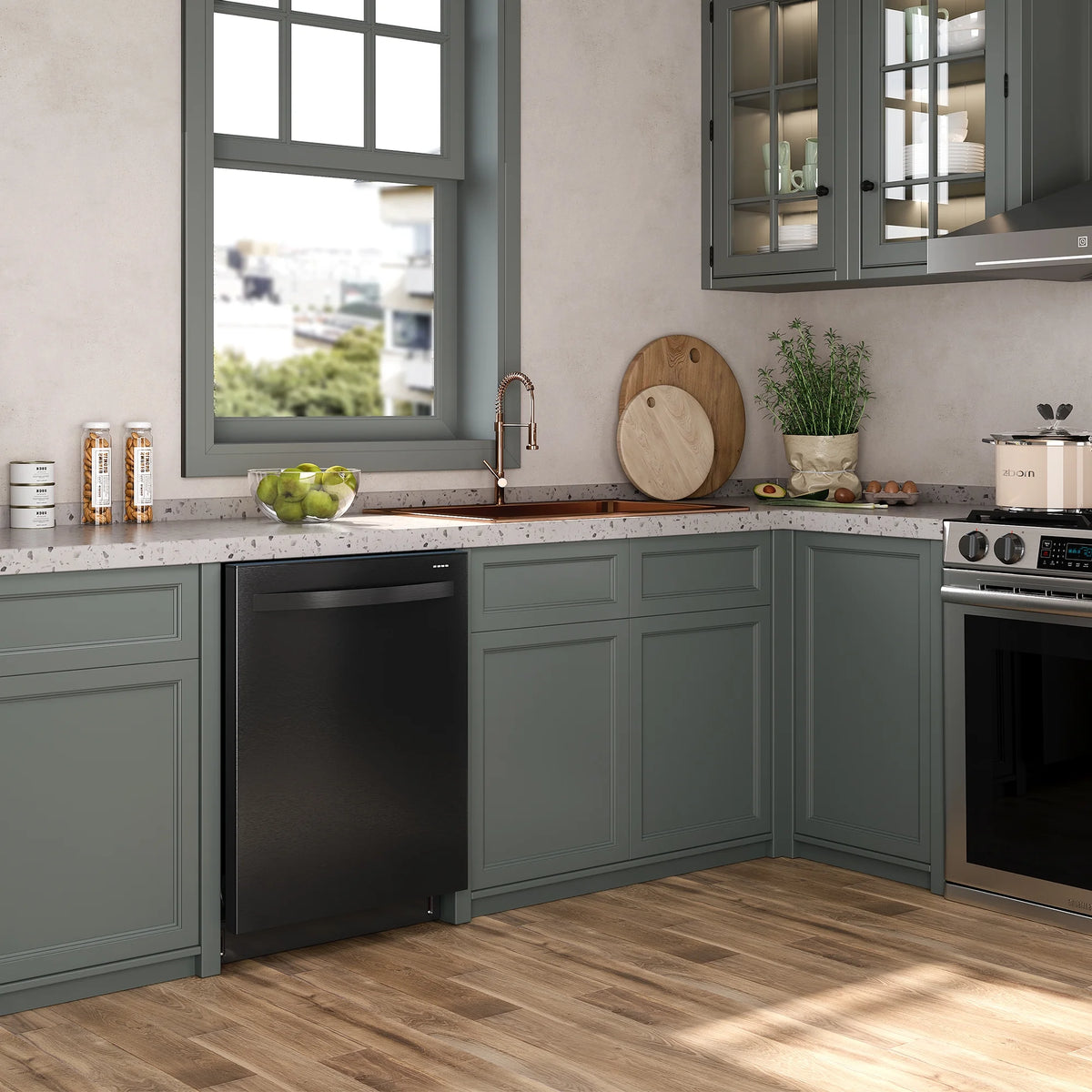 Cozy Home 24" Built-in Dishwasher, Stainless Steel Dish Washer Machine with Large 14-16 Place Settings, 8 Wash Cycles, Energy Star, Black