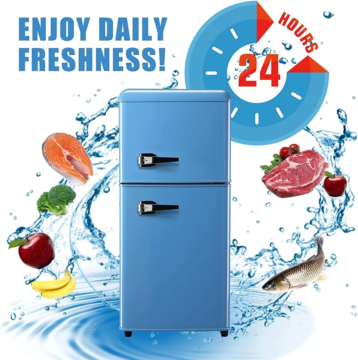 GGTB 3.0 Cu.ft Two Door Small Refrigerator with Freezer, Compact Retro Mini Refrigerator for Dorm, Office, Bar, RV, Bedroom, Red