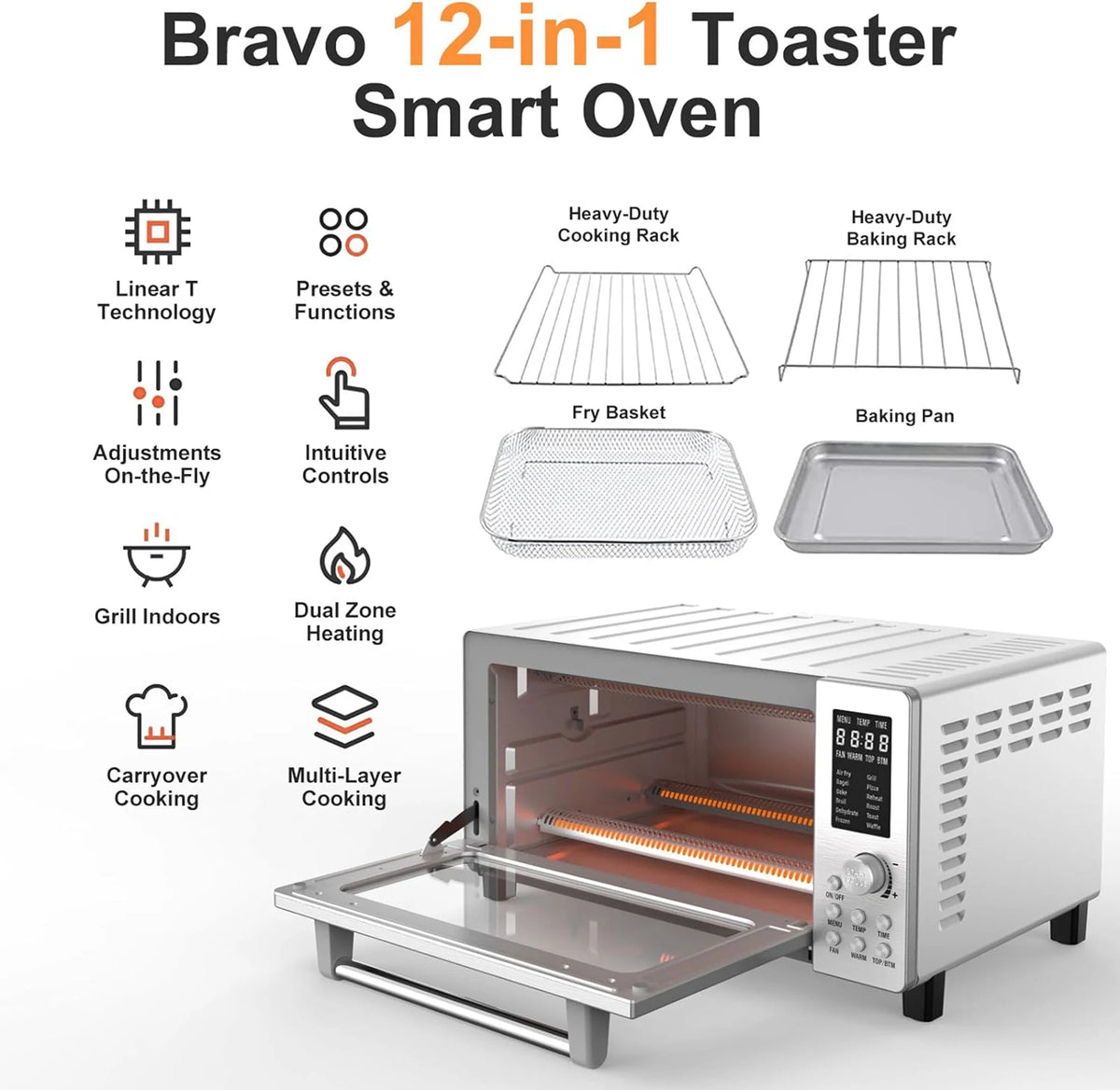 NuWave Bravo 21-Qt Toaster oven, 1800W New Oven & Air Fryer Combo, Convection Toaster Oven Countertop, Pizza, Large