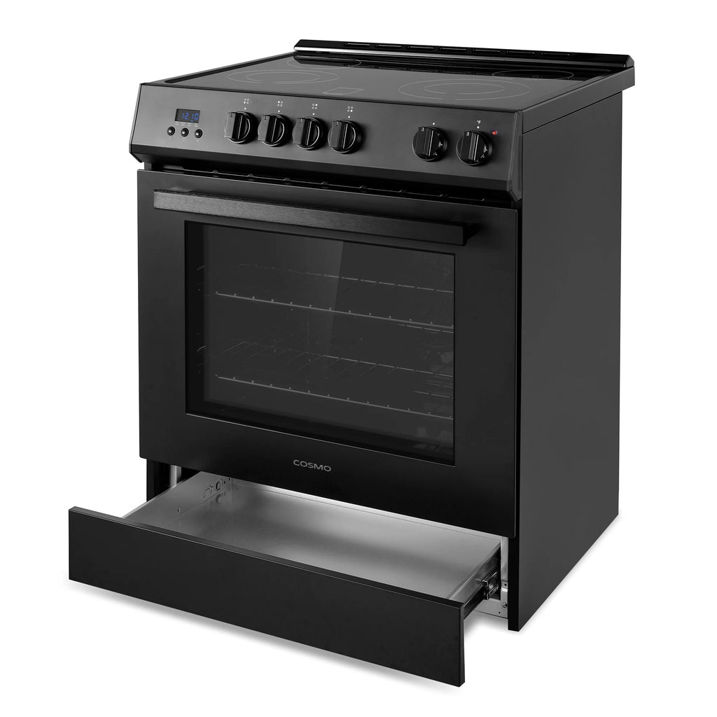 Cosmo 30 in. Stellar Collection 5.0 cu. ft. Electric Range, 4 Burners, Convection Oven in Matte Black