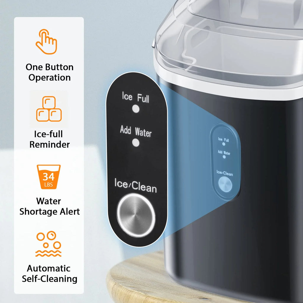 Electactic Nugget Ice Maker Countertop, 35lbs/24H, Self-Cleaning, Pebble Portable Ice Machine with Handle (White)