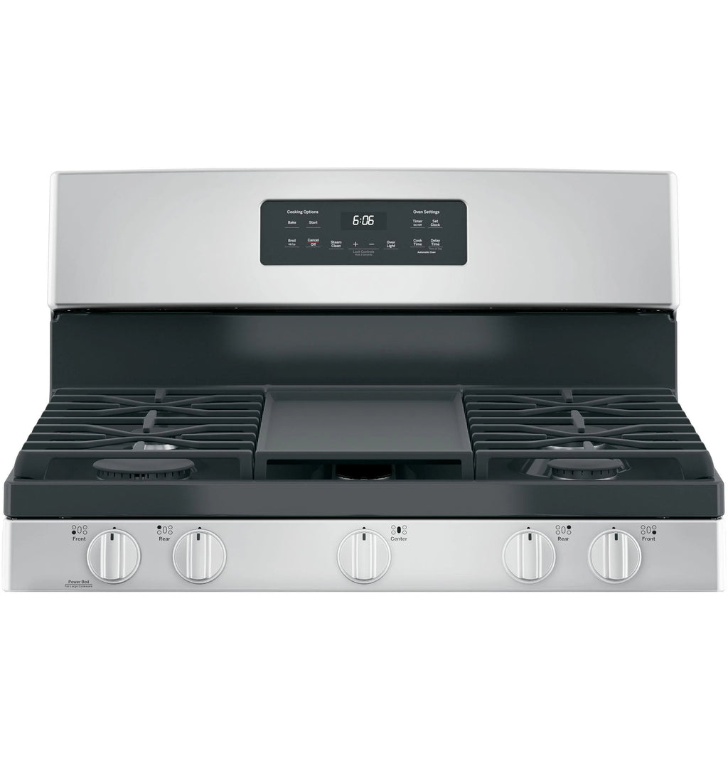 GE? 30" 5.0 cu. ft. Free-Standing Gas Range in Stainless Steel