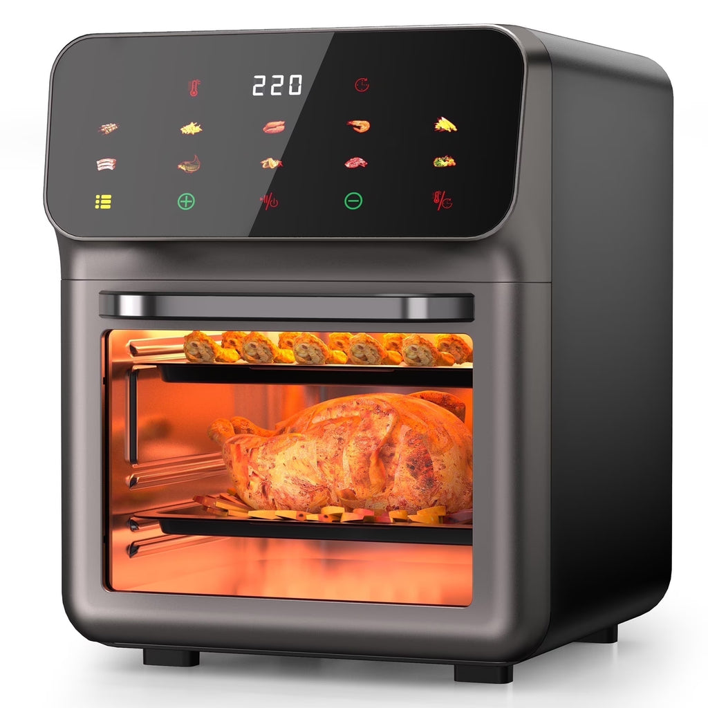 Casualife Air Fryer Oven 12 Qt Max 400F for Cooking, 10 Presets Fry Touch Panel Easy View Window, New Black
