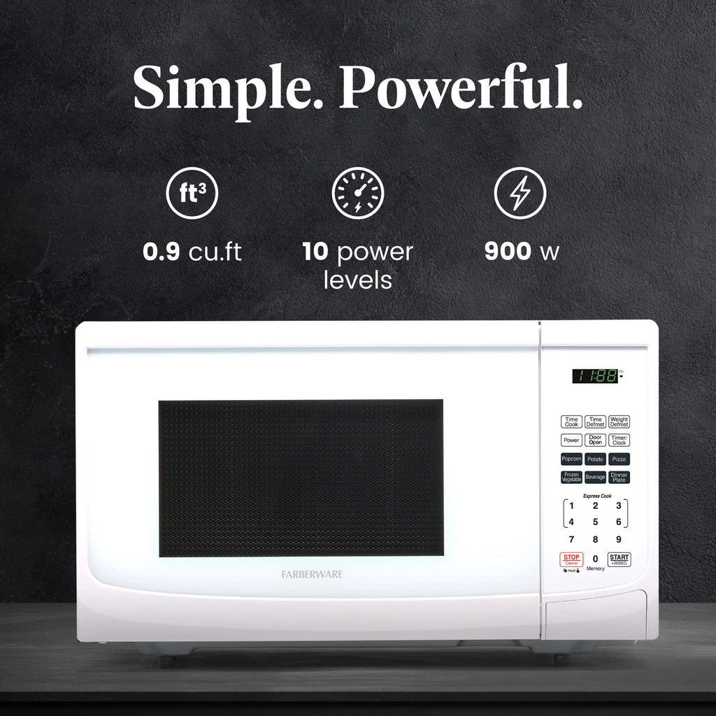 Farberware Classic 0.9 Cu. Ft 900-Watt Microwave Oven, Stainless Steel