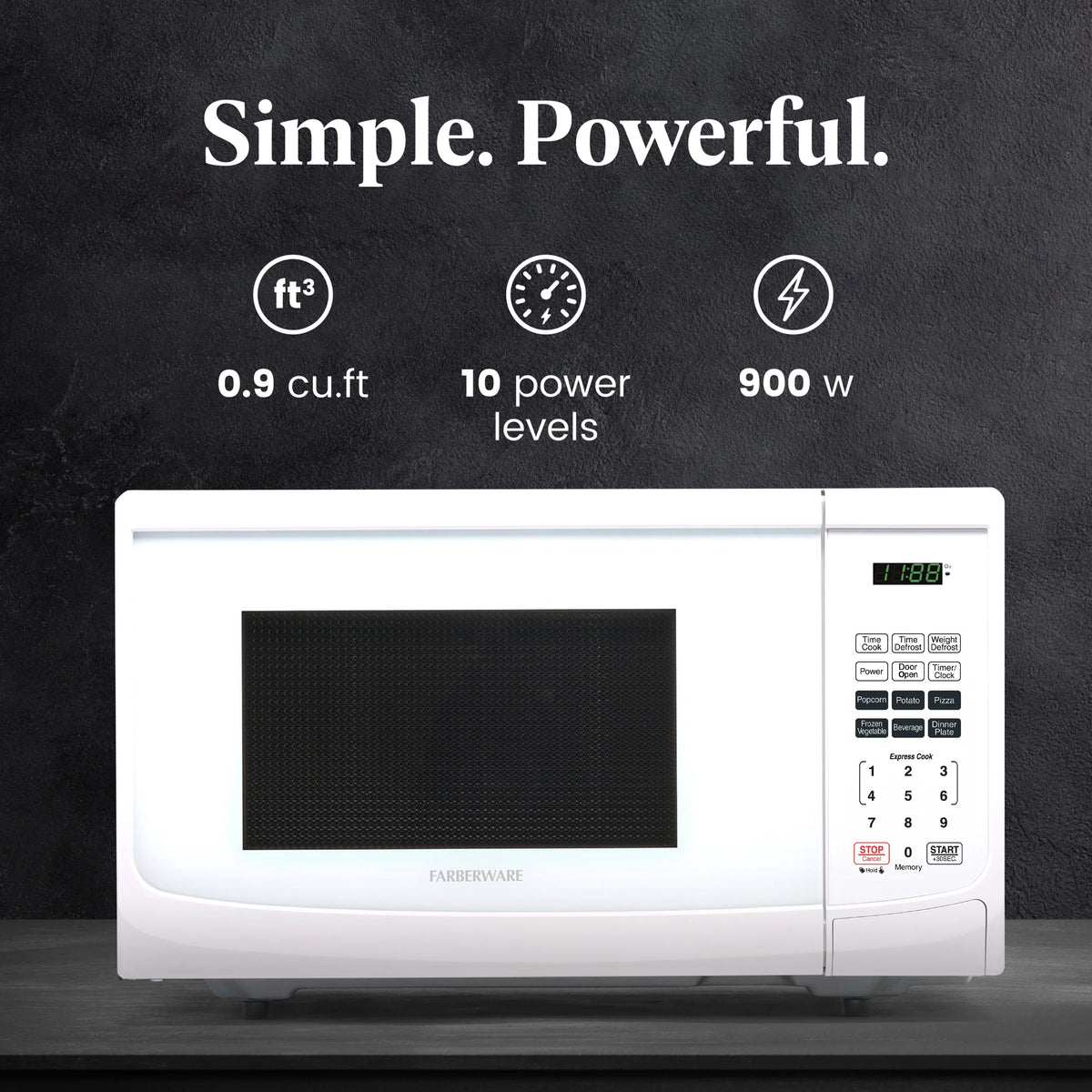 Farberware Classic 0.9 Cu. Ft 900-Watt Microwave Oven, Stainless Steel