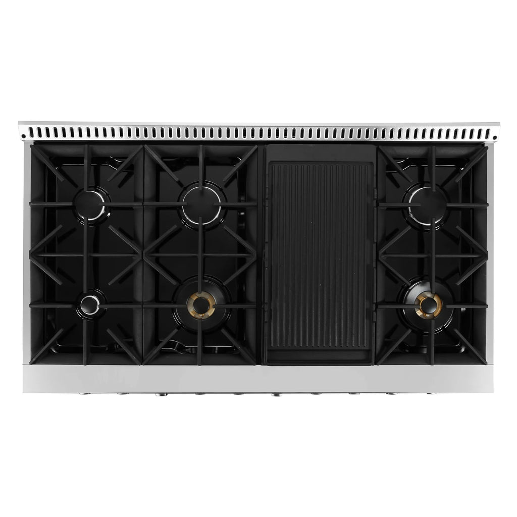 Cosmo 48 in. Lumin Collection 5.5 cu. ft. Double Oven Dual Fuel Range with 8 Burners, Cast Iron Grates in Stainless Steel