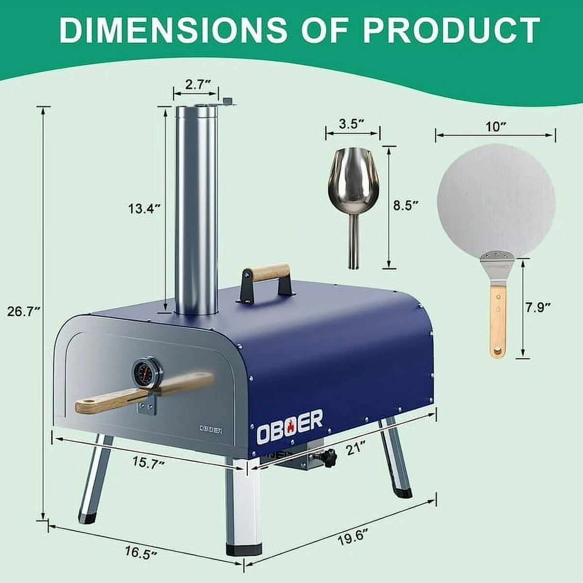 Lilypelle 16�� Dual-Fuel Outdoor Pizza Oven, Portable
