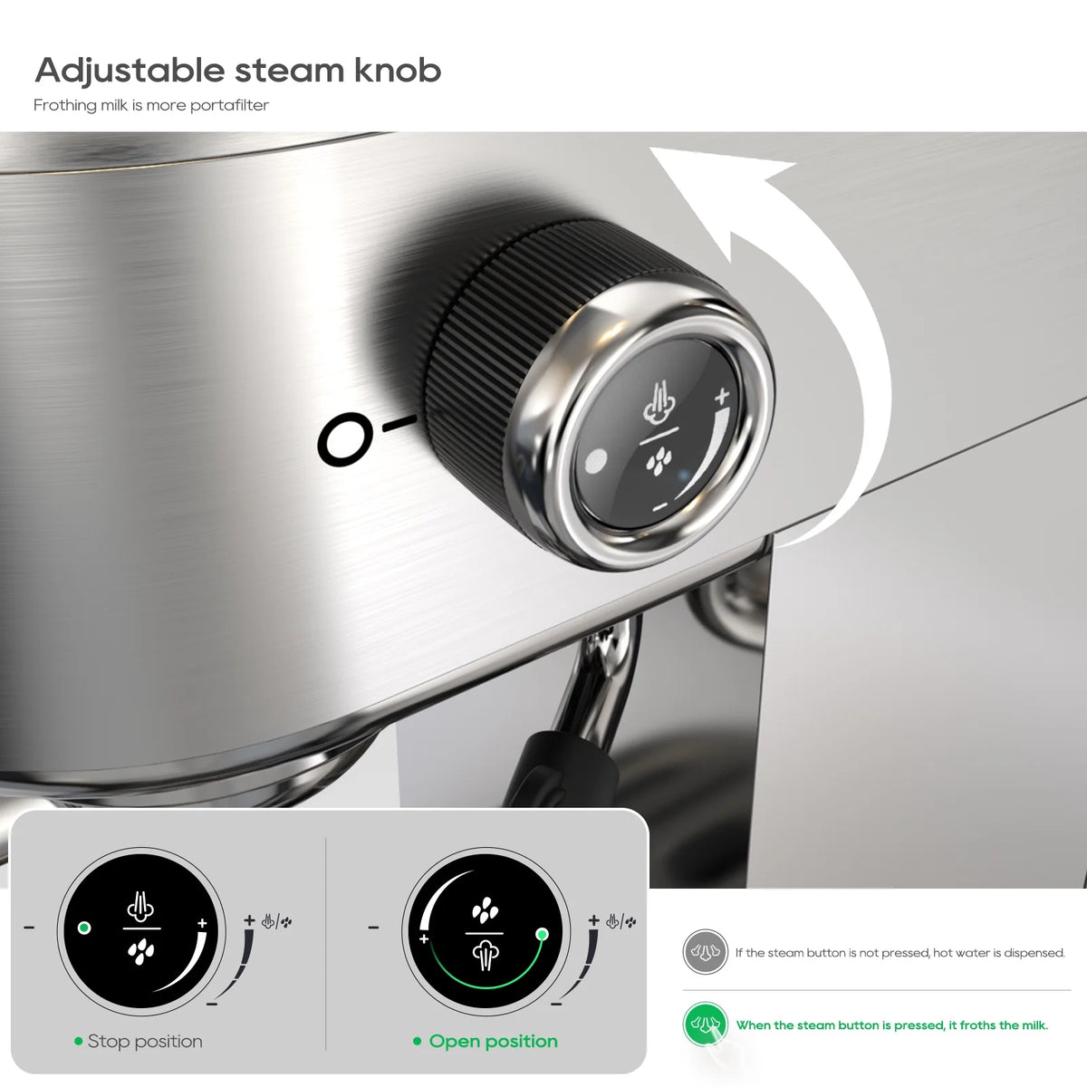 HiBREW 20 Bar Semi Automatic Espresso Machine for Home, Stainless Steel Coffee Maker with Steam Wand H10B