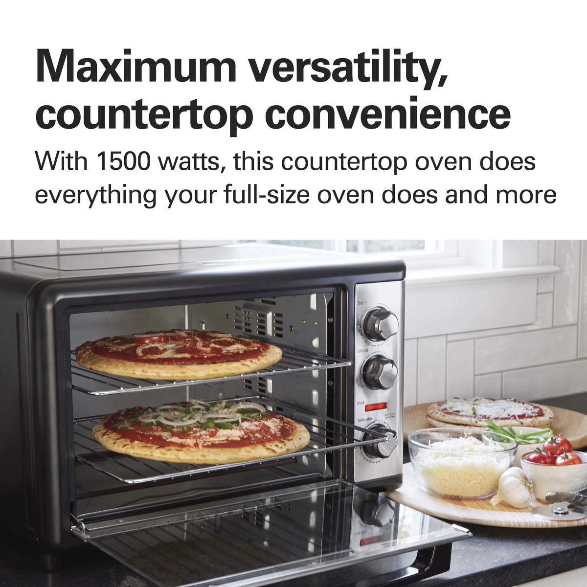 Hamilton Beach Countertop Toaster Oven with Convection & Rotisserie, Extra Large Capacity, Black
