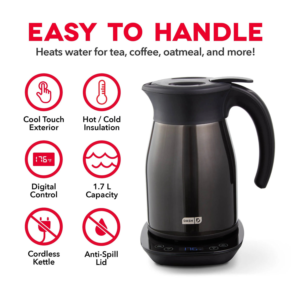 Dash 1.7L Insulated Electric Kettle, Blue