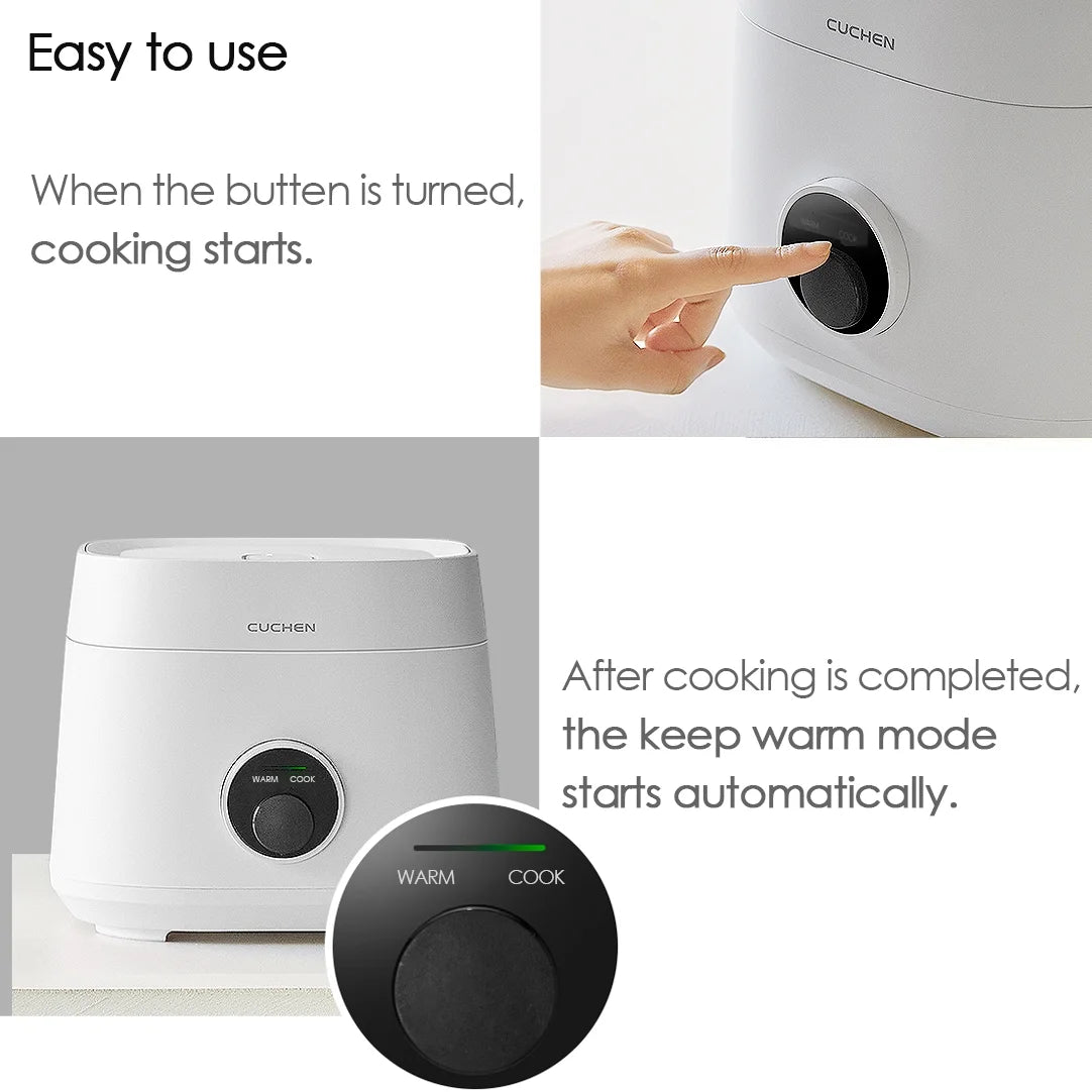 CUCHEN CRE-D0601WUS | Rice Cooker 6 Cup (Uncooked) and Warmer | Detachable Clean Cover | Nonstick Inner Pot | White