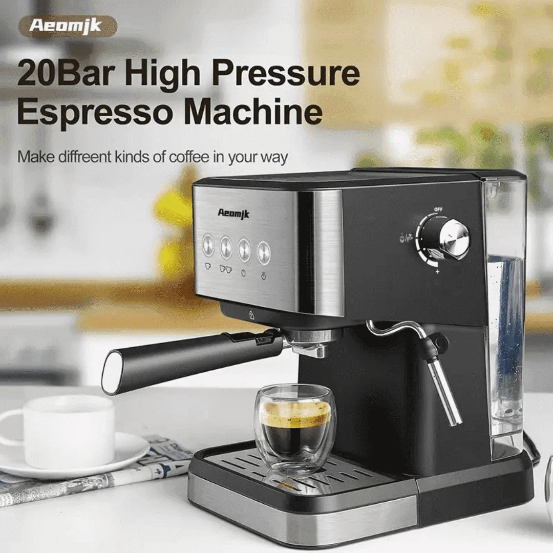 AEOMJK Semi-Automatic Espresso Machine,20 Bar Pressure,1.5L Removable Water Tank,Design for Cappuccino & Latte Making, Coffee Brewing