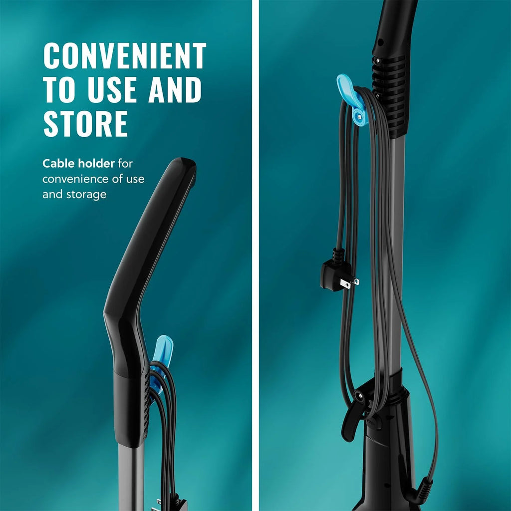 Pursteam ScrubMaster Steam Mop with Dual Scrubbing Head, LED Headlights, Adjustable Steam Control, Anti-Slip Swivel Head, Cable Holder & Upright Lock