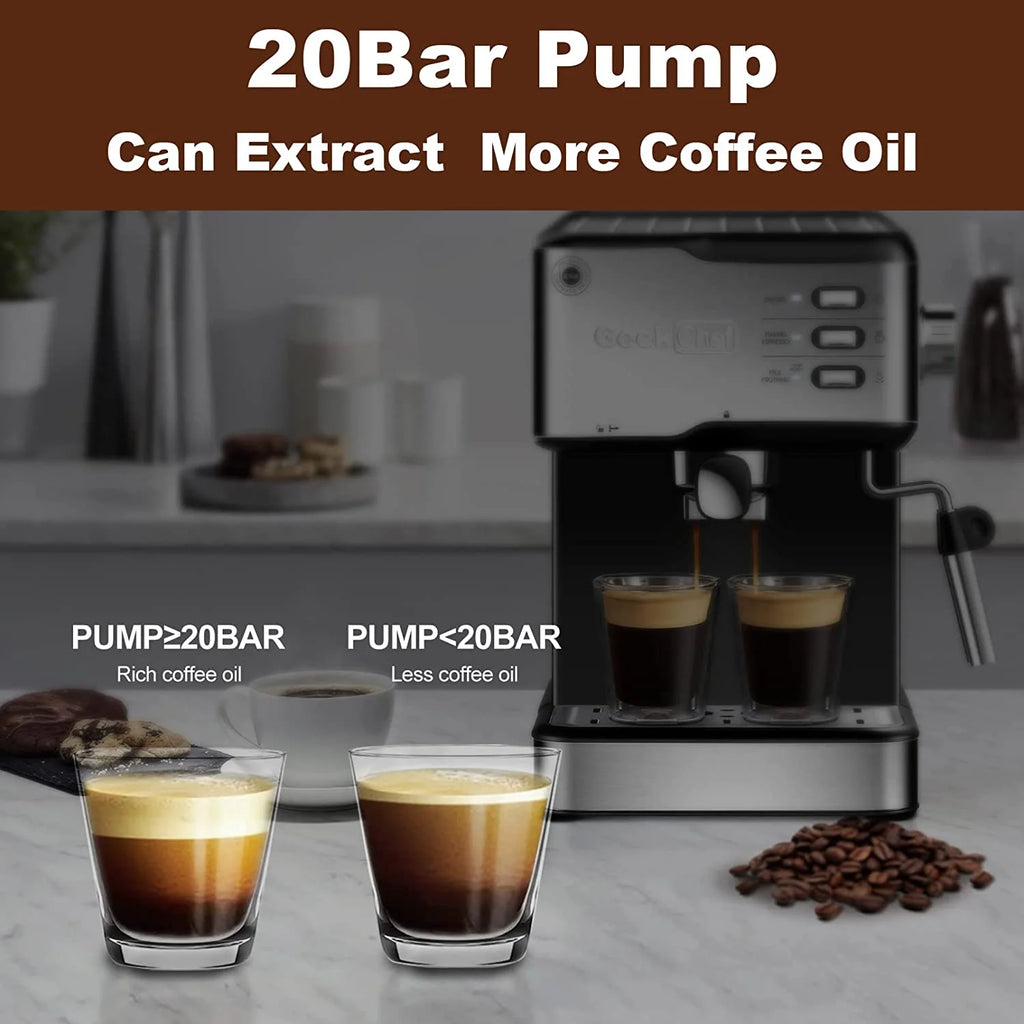 COOKCOK Espresso Machine 20 Bar,Expresso Coffee Machine With Milk Foaming Steam Wand,Espresso and Cappuccino Maker,ESE POD capsules filter,For Home Barista,Detachable Frothing Nozzle,1.5L Water Tank