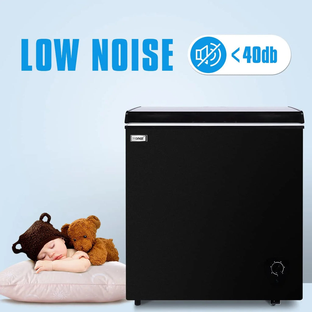 WANAI 5.0 Cu.ft,Chest Freezer,Deep Freezer,Removable Storage Basket Freezer,Black