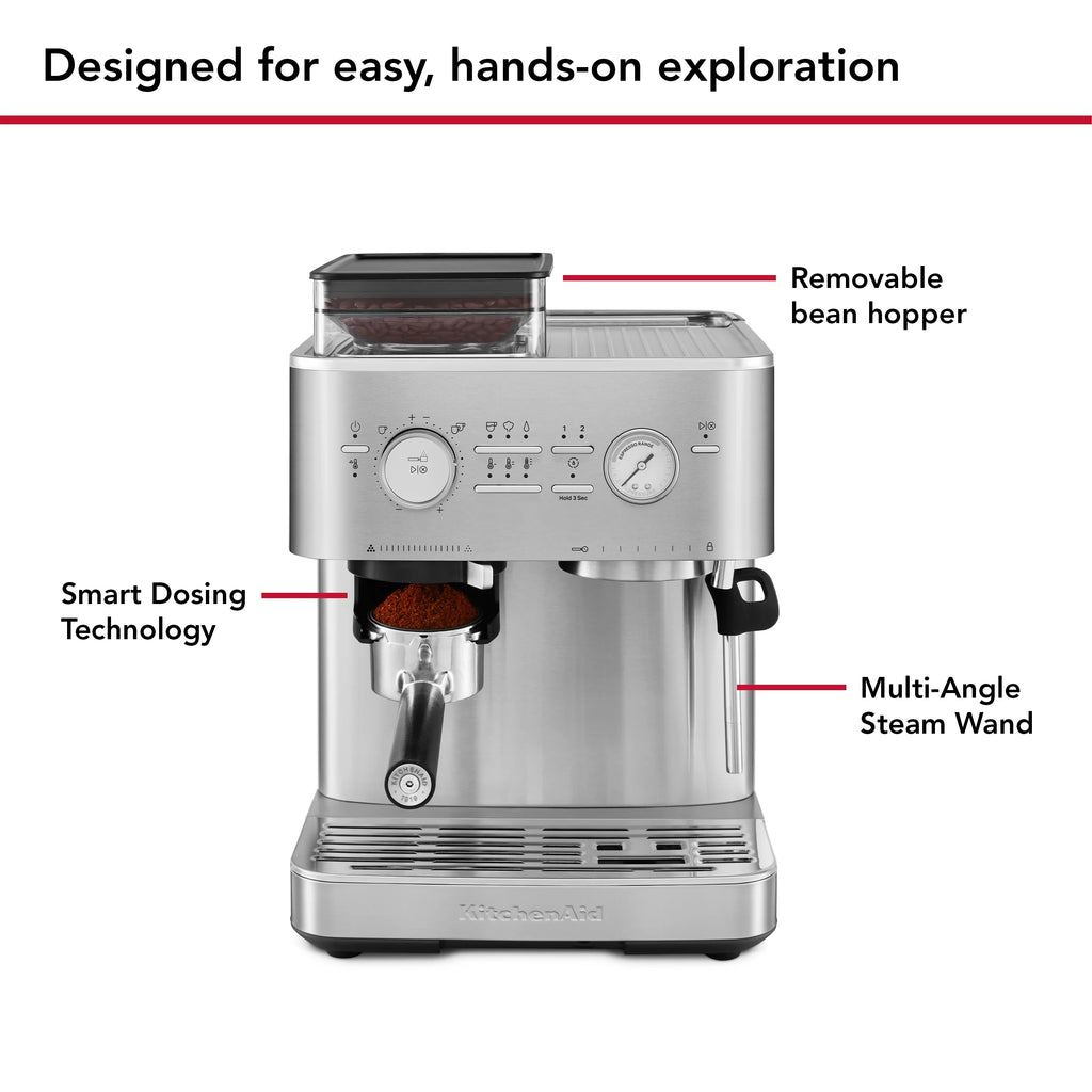 KitchenAid Semi-Automatic Espresso Machine with Burr Grinder | Brushed Stainless Steel