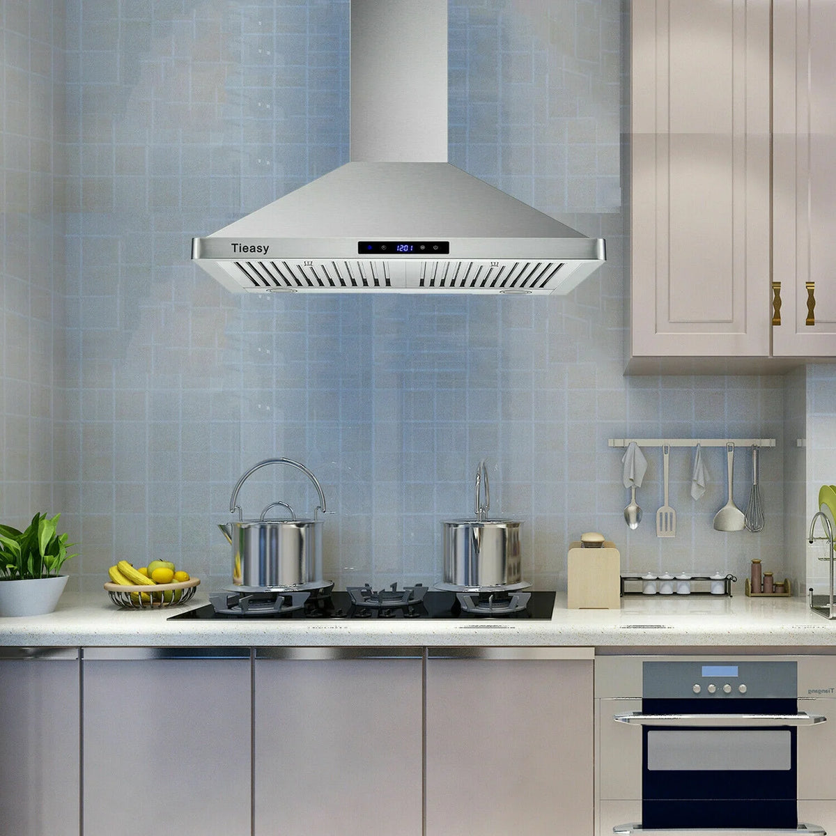 30 inch 760 CFM Wall Mount Range Hood Stainless Steel Stove Cook Vent LED Lights